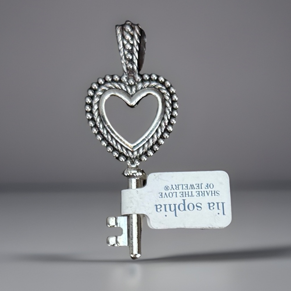 Lia Sophia Silver Heart Key Pendant